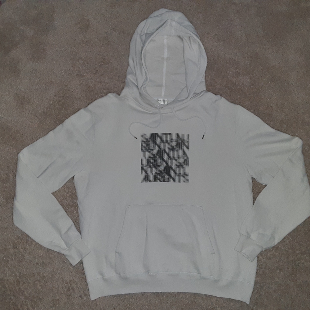 MEN'S SAINT LAURENT OPTICAL ILLUSION PRINT HOODIE - Picture 7 of 12